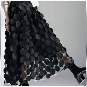 Chic Black Polka Dot Maxi Skirt